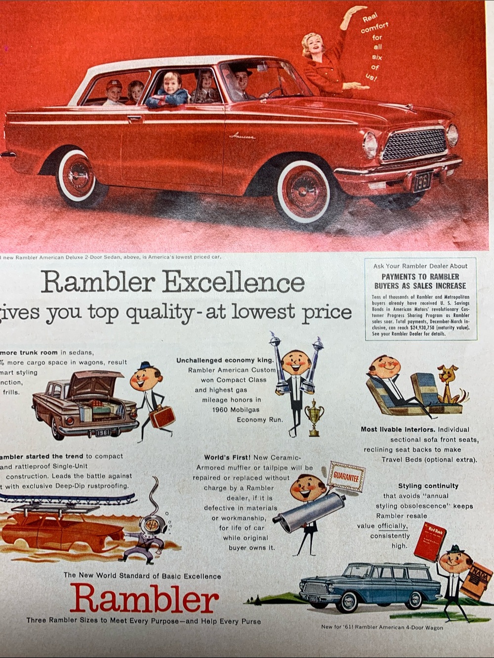 Vintage Rambler Classic Station Wagon Ad Life Magazine February 17, 1961